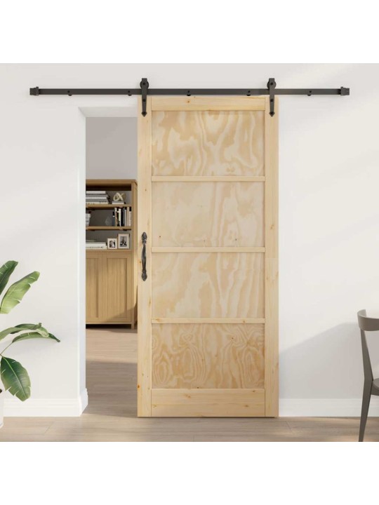 Slīdošās durvis manuāls brūna 93 x 211 cm priedes masīvkoks