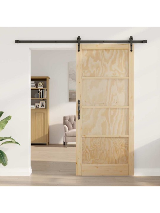 Slīdošās durvis manuāls brūna 93 x 211 cm priedes masīvkoks