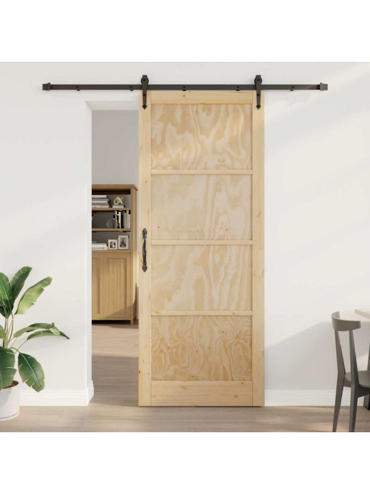 Slīdošās durvis manuāls brūna 93 x 232 cm priedes masīvkoks