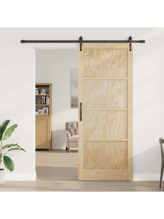Slīdošās durvis manuāls brūna 93 x 232 cm priedes masīvkoks