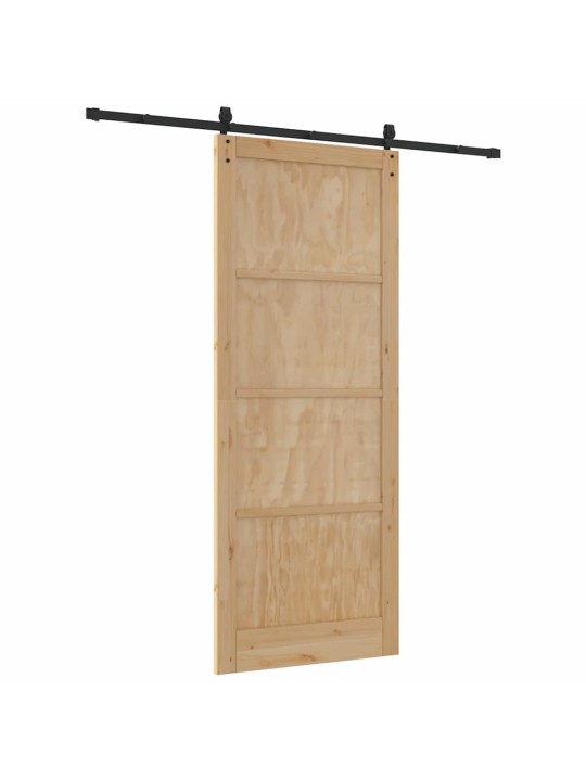 Slīdošās durvis manuāls brūna 93 x 232 cm priedes masīvkoks