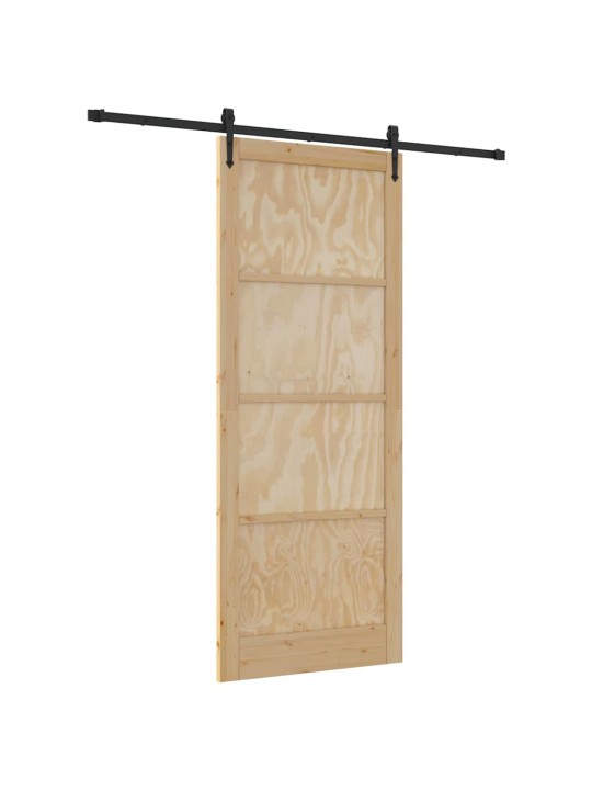 Slīdošās durvis manuāls brūna 93 x 232 cm priedes masīvkoks