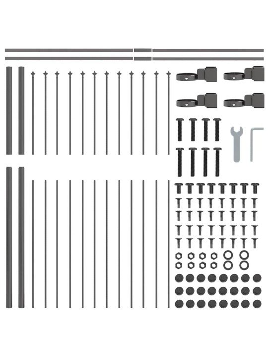 Dārza žogs pelēka 10.2 x 1.5 m pulverkrāsots tērauds