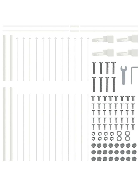 Dārza žogs balts 11.9 x 1.5 m pulverkrāsots tērauds