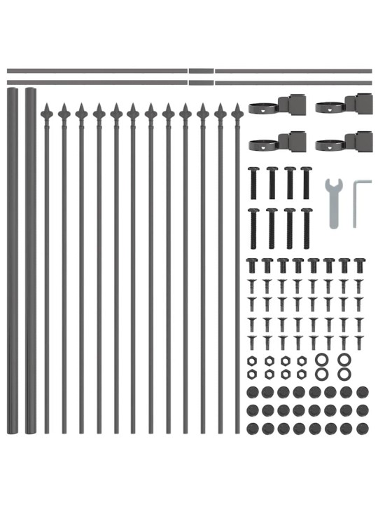 Dārza žogs pelēka 13.6 x 0.6 m pulverkrāsots tērauds
