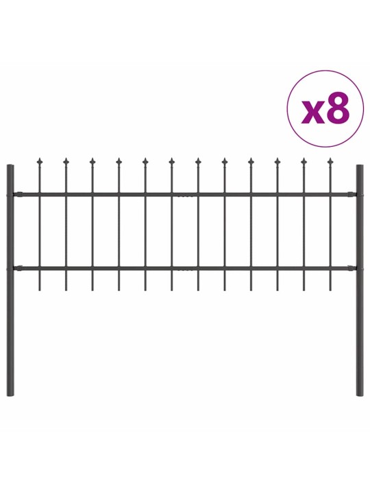 Dārza žogs pelēka 13.6 x 0.6 m pulverkrāsots tērauds