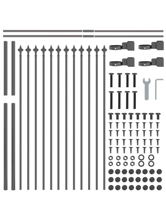 Dārza žogs pelēka 13.6 x 1 m pulverkrāsots tērauds