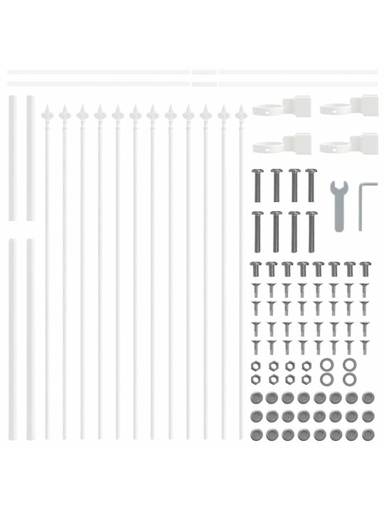 Dārza žogs balts 15.3 x 1.2 m pulverkrāsots tērauds