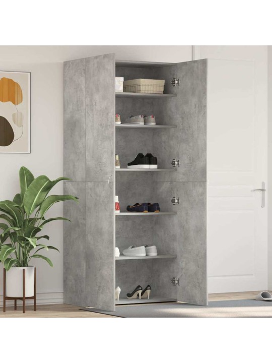 Apavu skapis pelēka 80 x 35.5 x 180 cm inženierijas koks