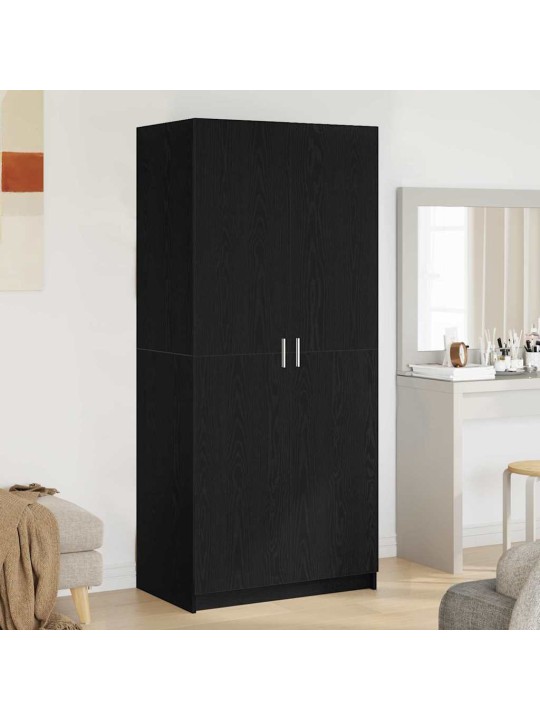 Skapis ar uzglabāšanu melna 80 x 51 x 180 cm inženierijas koks