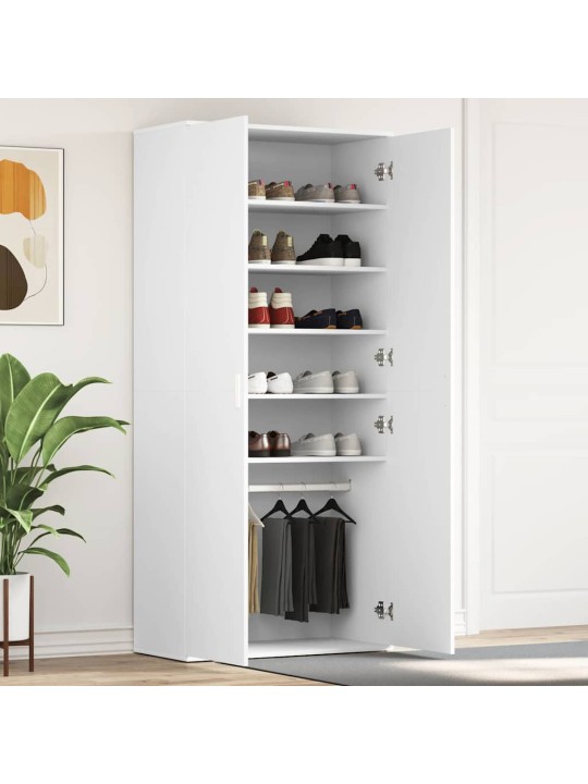 Apavu skapis ar durvīm balts 80 x 39 x 180 cm inženierijas koks
