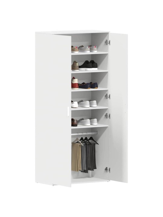 Apavu skapis ar durvīm balts 80 x 39 x 180 cm inženierijas koks