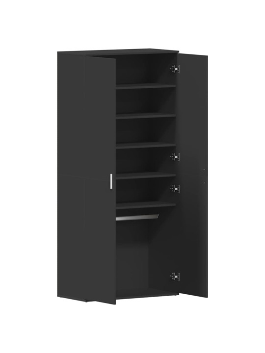 Apavu skapis ar durvīm melna 80 x 39 x 180 cm inženierijas koks