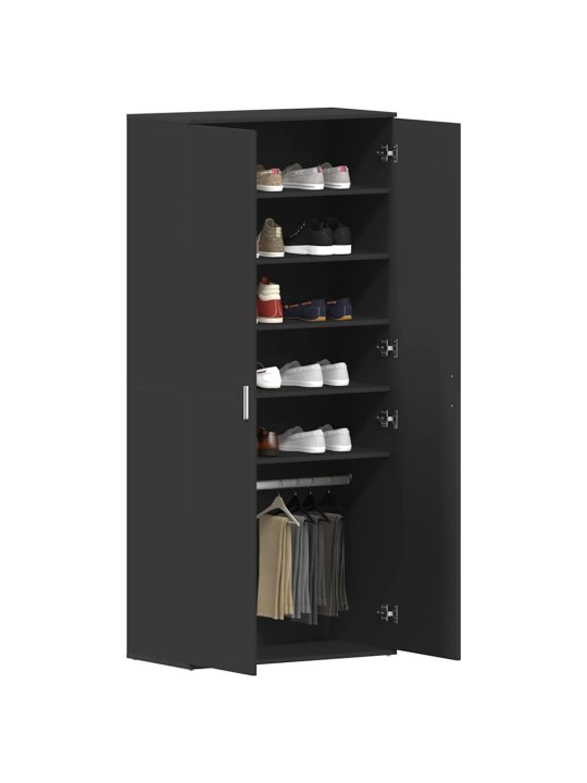 Apavu skapis ar durvīm melna 80 x 39 x 180 cm inženierijas koks