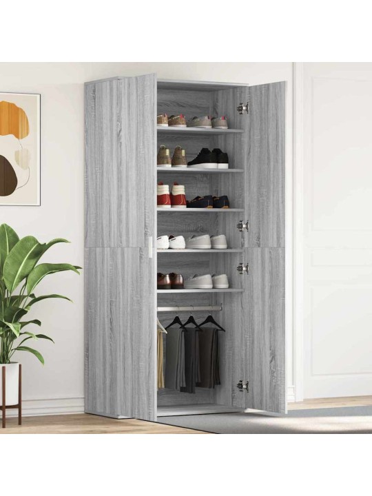 Apavu skapis pelēka 80 x 39 x 180 cm inženierijas koks