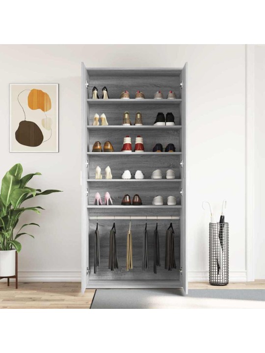 Apavu skapis pelēka 80 x 39 x 180 cm inženierijas koks