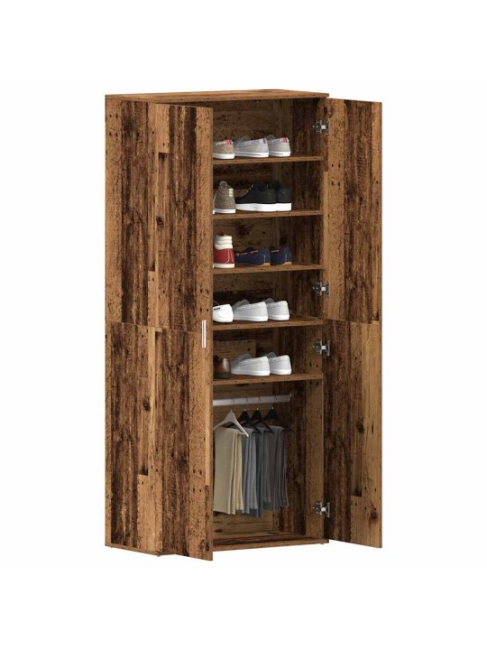 Apavu skapis ar durvīm brūna 80 x 39 x 180 cm inženierijas koks