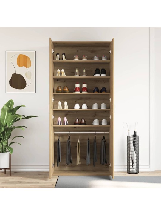Apavu skapis ar durvīm brūna 80 x 39 x 180 cm inženierijas koks