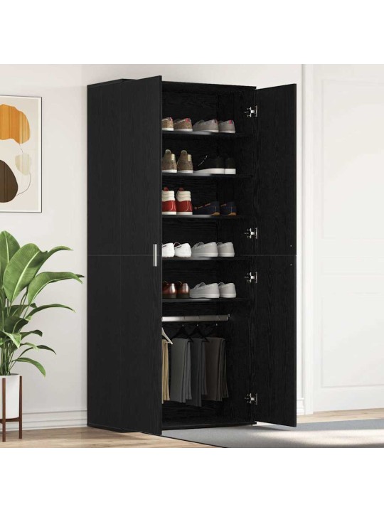 Apavu skapis ar durvīm melna 80 x 39 x 180 cm inženierijas koks