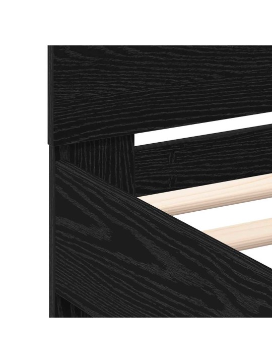 Gultas rāmis melns ozols 150 x 200 cm inženierijas koks