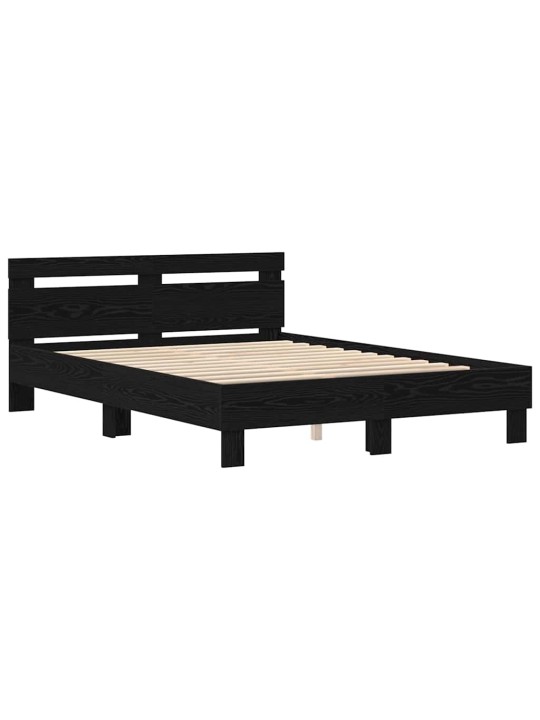 Gultas rāmis melns ozols 150 x 200 cm inženierijas koks
