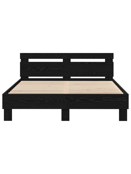 Gultas rāmis melns ozols 150 x 200 cm inženierijas koks