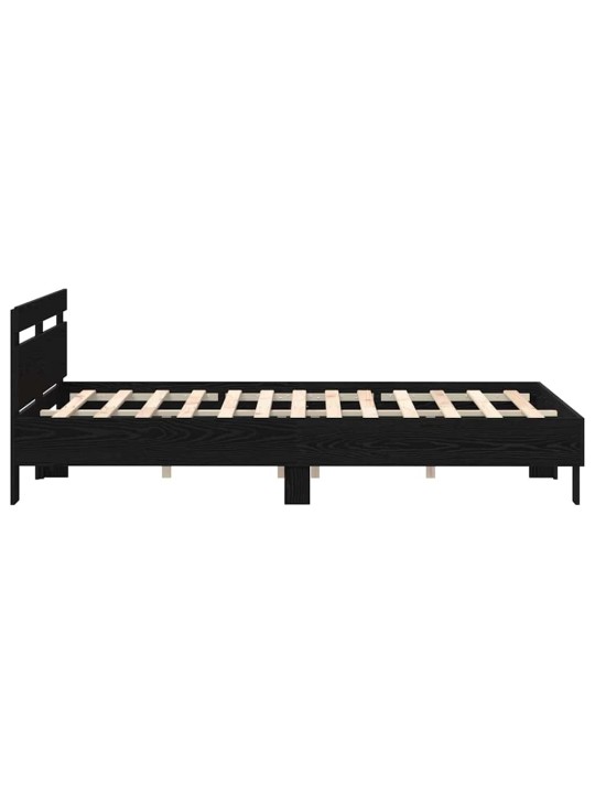 Gultas rāmis melns ozols 150 x 200 cm inženierijas koks