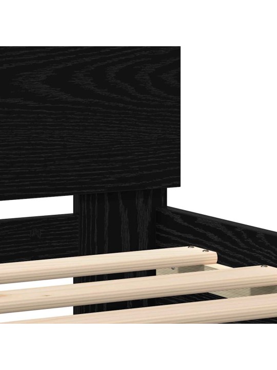 Gultas rāmis melns ozols 135 x 190 cm inženierijas koks