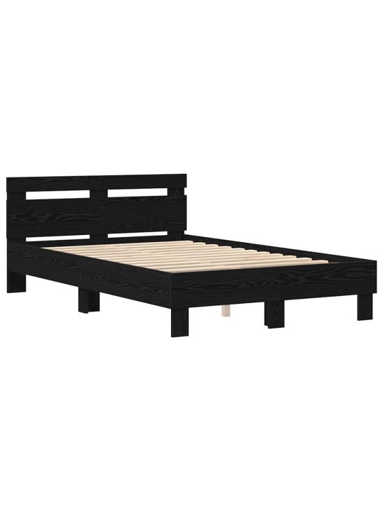 Gultas rāmis melns ozols 135 x 190 cm inženierijas koks