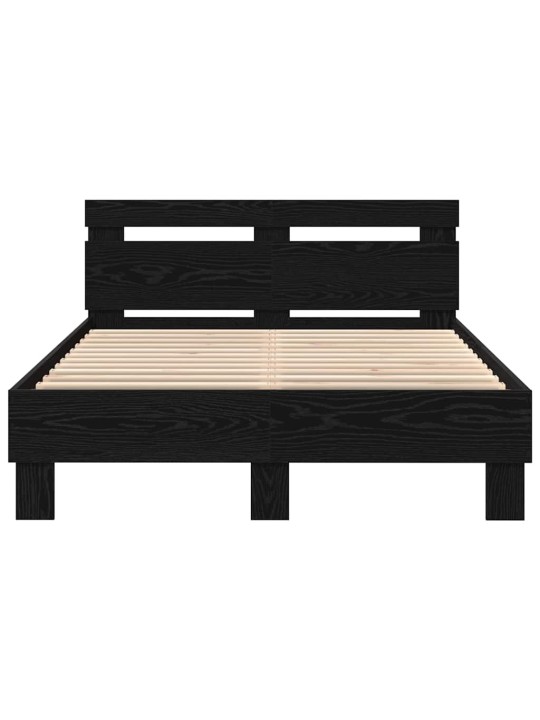 Gultas rāmis melns ozols 120 x 190 cm inženierijas koks