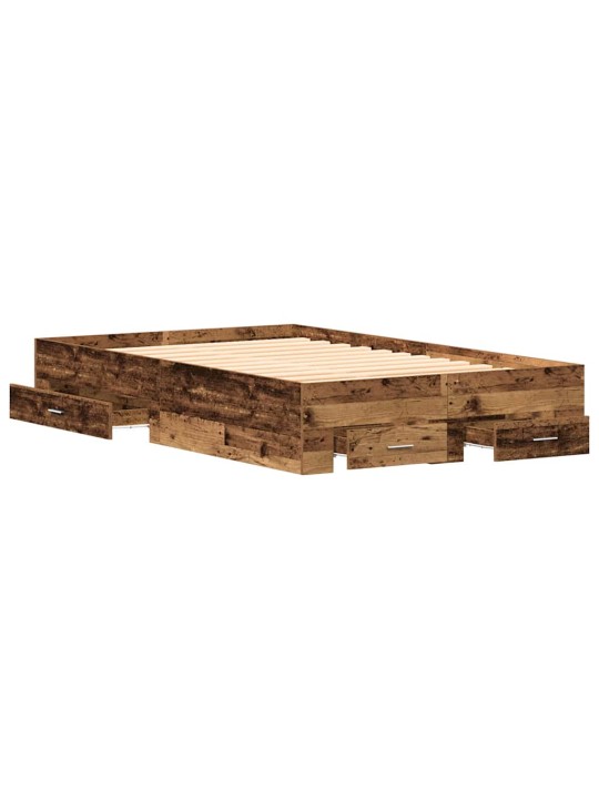 Gultas rāmis ar atvilktnēm ar atvilktni vecs koks 120 x 200 cm