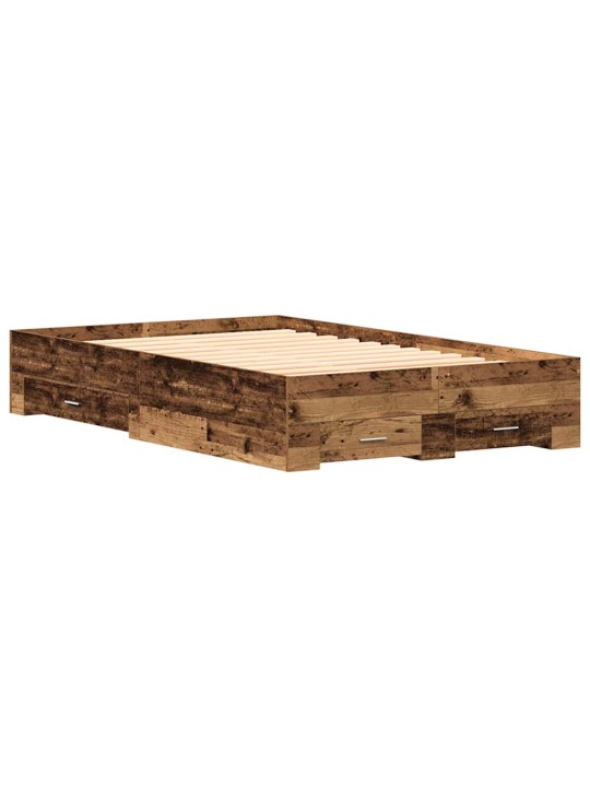 Gultas rāmis ar atvilktnēm ar atvilktni vecs koks 120 x 200 cm