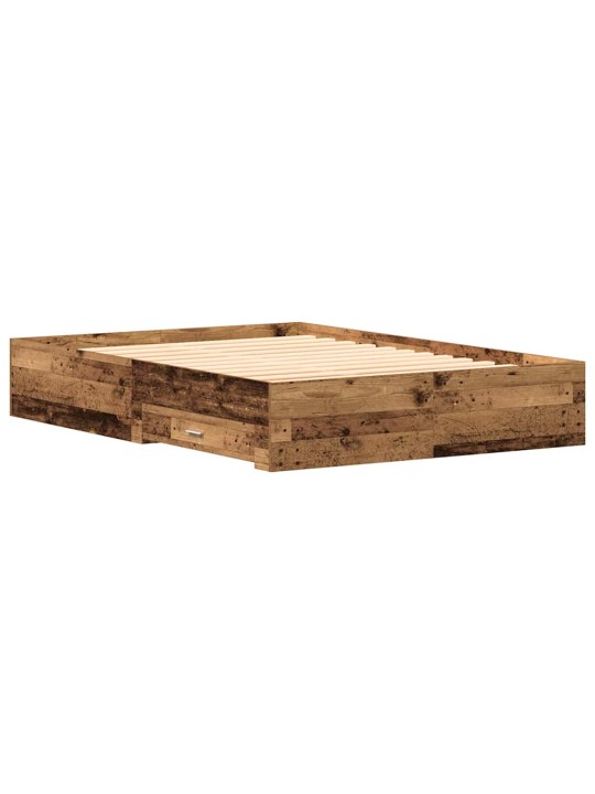Gultas rāmis ar atvilktnēm ar atvilktni vecs koks 135 x 190 cm