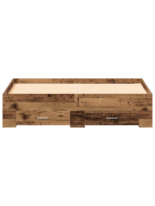 Gultas rāmis ar atvilktnēm ar atvilktni vecs koks 135 x 190 cm