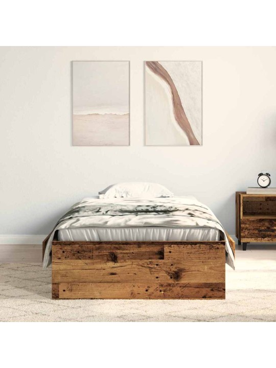 Gultas rāmis ar atvilktnēm ar atvilktni vecs koks 100 x 200 cm