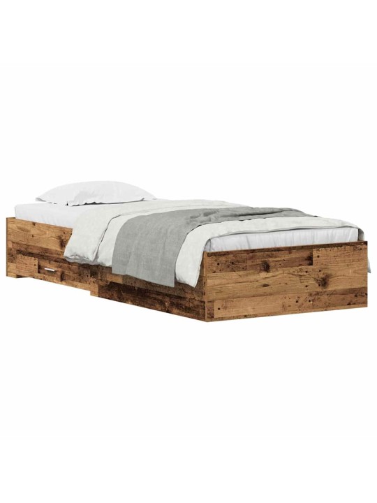 Gultas rāmis ar atvilktnēm ar atvilktni vecs koks 100 x 200 cm