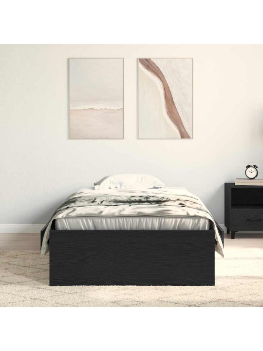 Gultas rāmis ar atvilktnēm melns ozols 100 x 200 cm