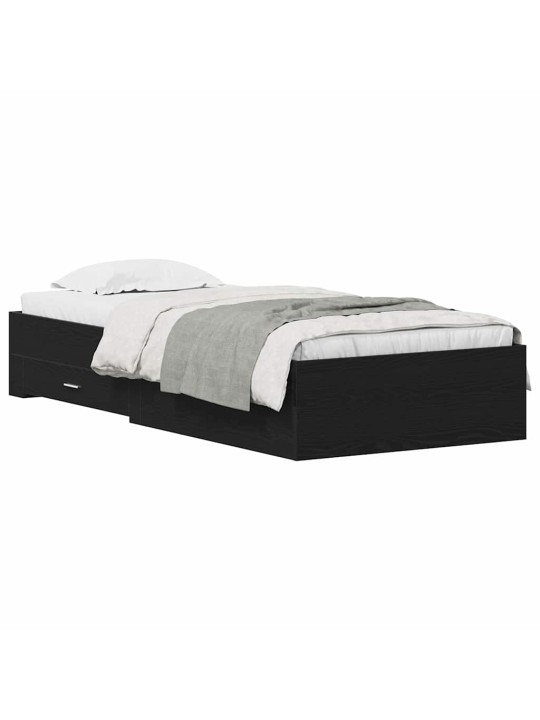 Gultas rāmis ar atvilktnēm melns ozols 100 x 200 cm