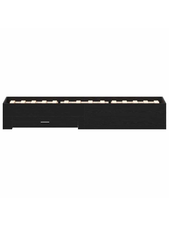 Gultas rāmis ar atvilktnēm melns ozols 100 x 200 cm