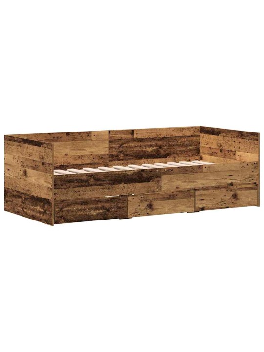 Dienas gultas rāmis ar atvilktnēm vecs koks 90 x 190 cm