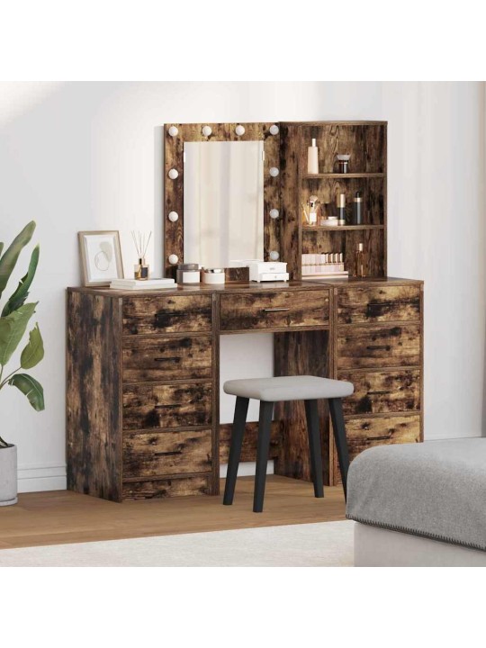 Dressing galds 3 pcs brūna 40 x 41 x 135 cm inženierijas koks