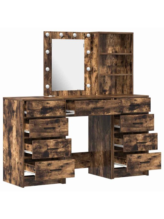 Dressing galds 3 pcs brūna 40 x 41 x 135 cm inženierijas koks