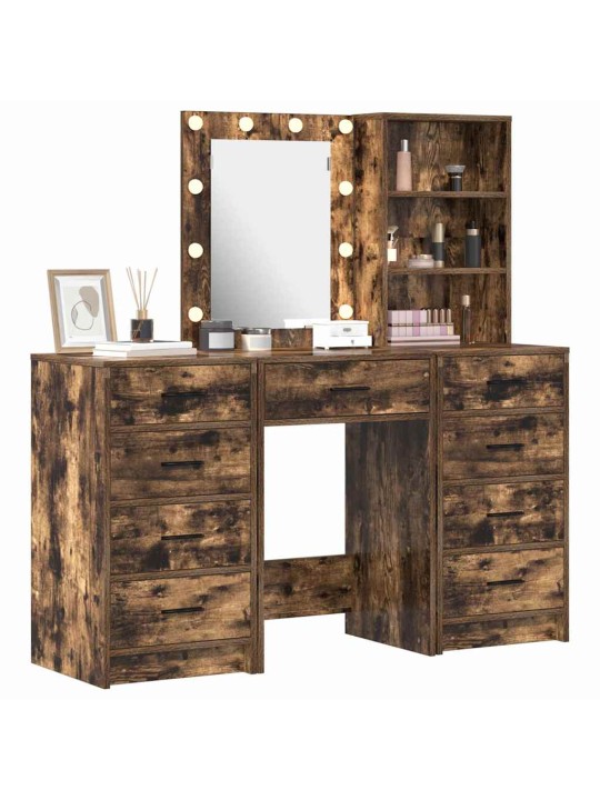 Dressing galds 3 pcs brūna 40 x 41 x 135 cm inženierijas koks