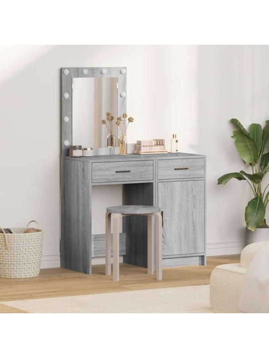 Dressing galds 2 pcs pelēka 50 x 41 x 135 cm inženierijas koks
