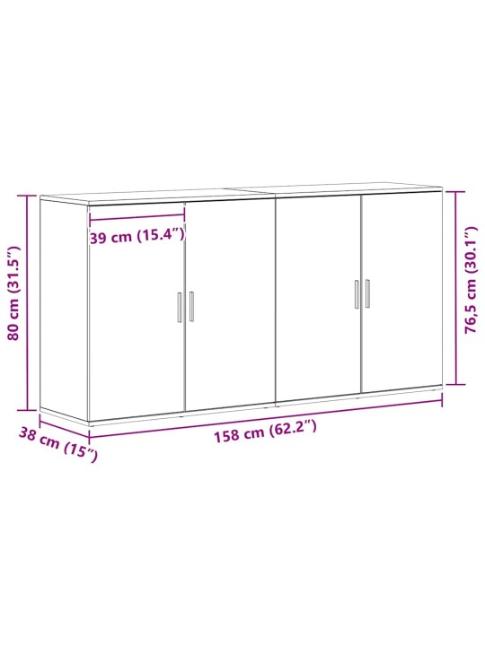 Sānu skapji 2 pcs amatnieku ozola 79 x 38 x 80 cm