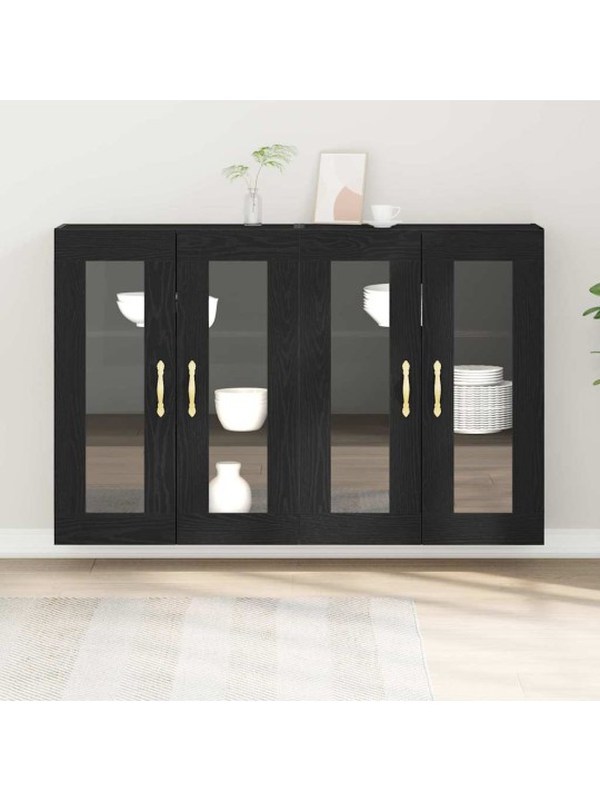 Sienas skapis 2 pcs melns ozols 69.5 x 34 x 90 cm
