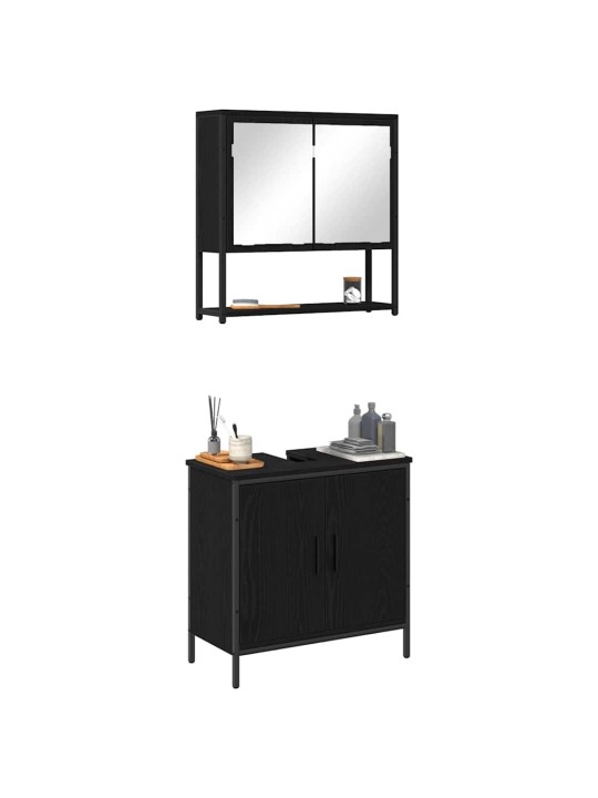 Vannas istabas mēbeļu komplekts 2 pcs melna 60 x 30 x 60 cm