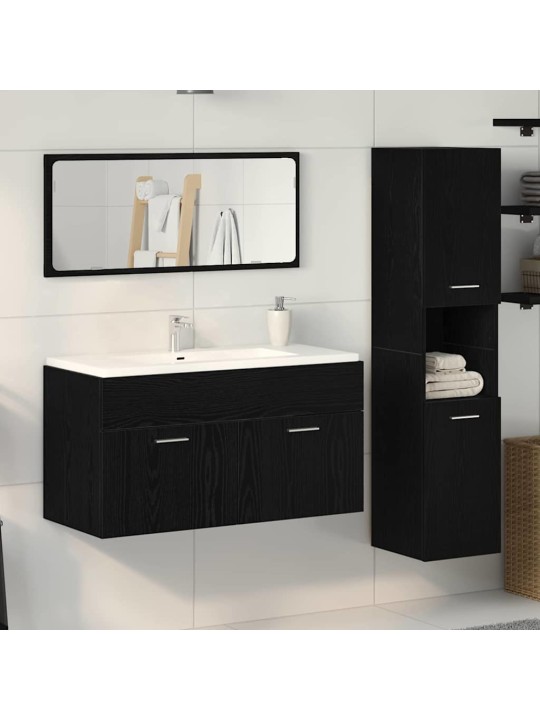 Vannas istabas mēbeļu komplekts ar durvīm 3 pcs melns ozolkoks