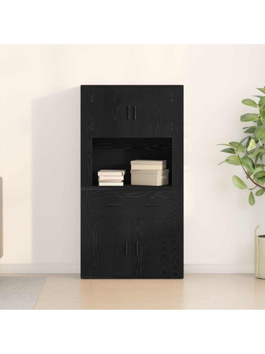 Augstais galds melns ozols 80 x 33 x 150 cm inženierijas koks