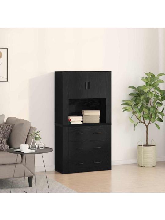 Augstais galds melns ozols 80 x 33 x 150 cm inženierijas koks